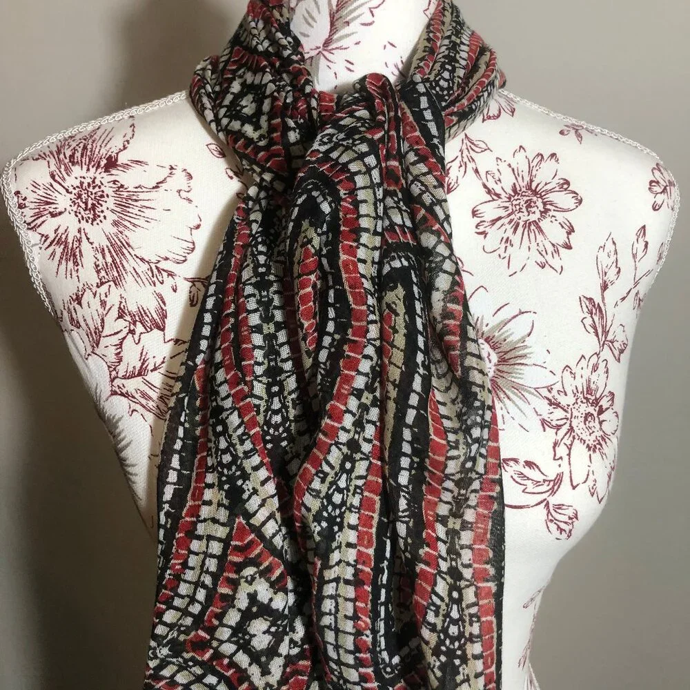 Boho Luxe Scarf | Protective Eye Motif & Mosaic Design